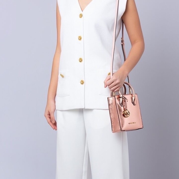 Michael Kors Mercer XS Primrose Metallic N/S Shopper Crossbody Mini  NWT - Picture 1 of 11